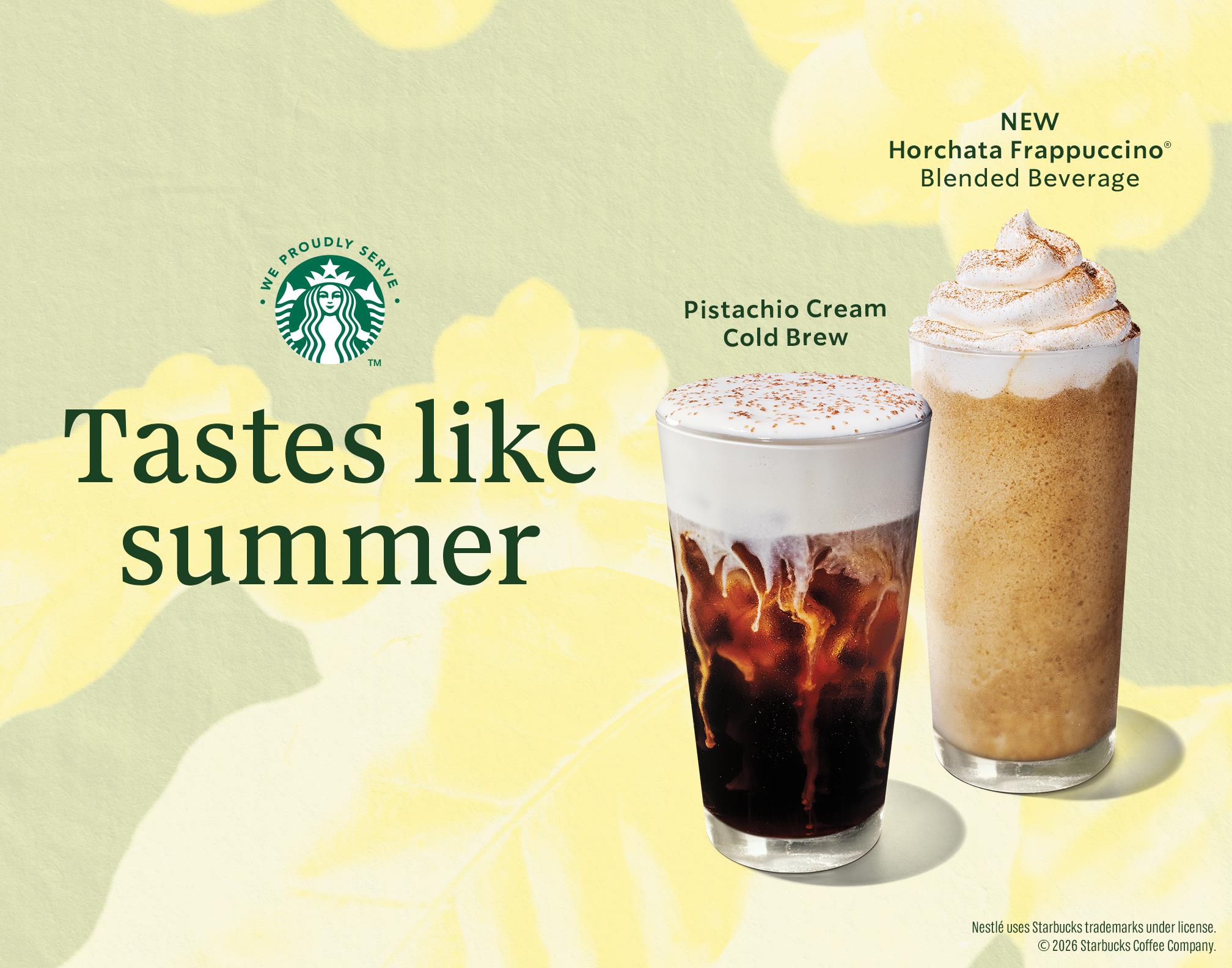 Picture of Iced Lavender Cream Chai and Iced Lavender Cream Matcha Starbucks beverages